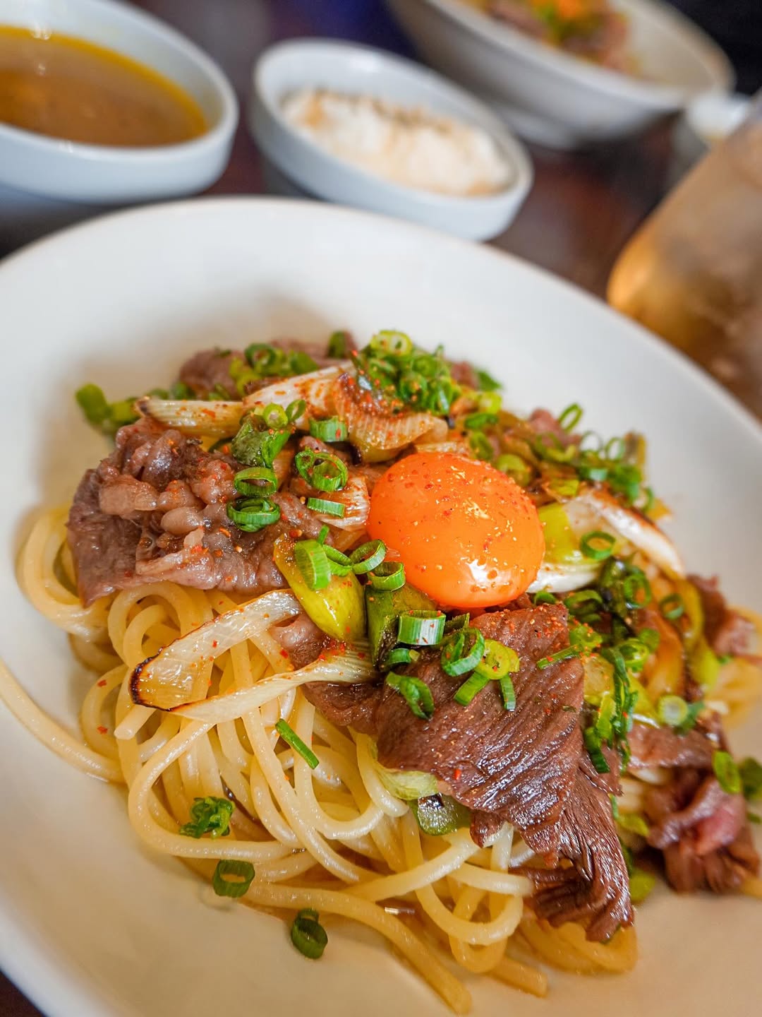 田子牛のすき焼きパスタ（ドリンク,サラダ,スープセット）